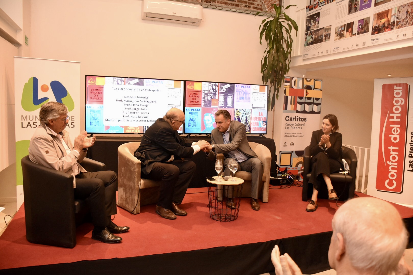 Alcalde de Las Piedras Gustavo González, Marcos Carámbula, Intendente Yamandú Orsi, Gestora Centro Cultural Josefina Trías