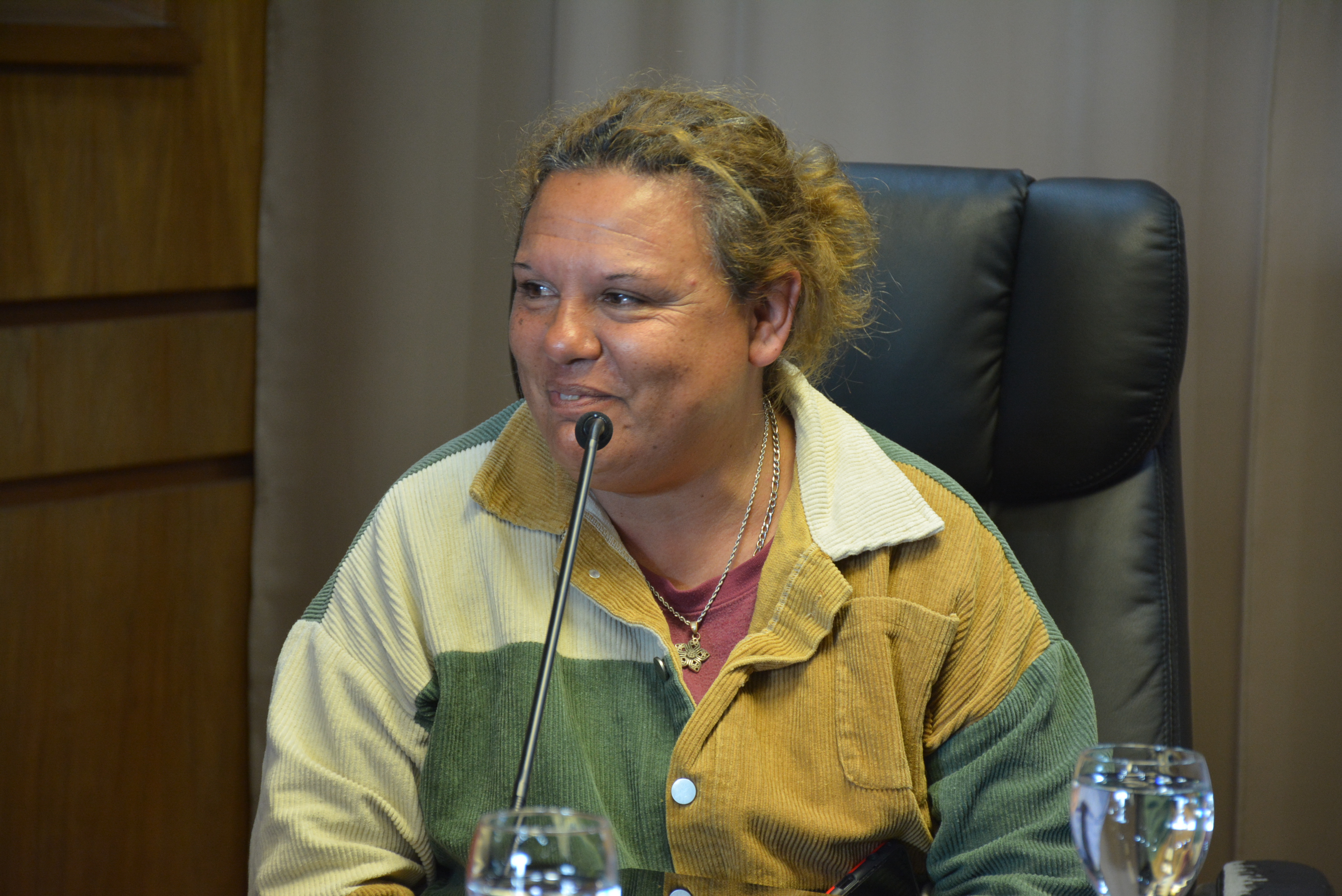 Dirigente de la UNATRA, María Flores, en el lanzamiento del Día Nacional del Trabajador y la Trabajadora Rural, que se celebrará en Canelones.