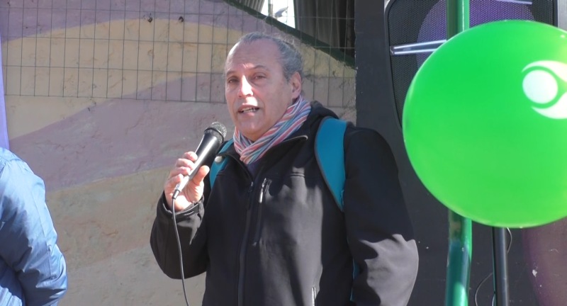 El Alcalde del Municipio de la Floresta, Nestor Erramuspe, en la inauguración de estación saludable en Cuchilla Alta