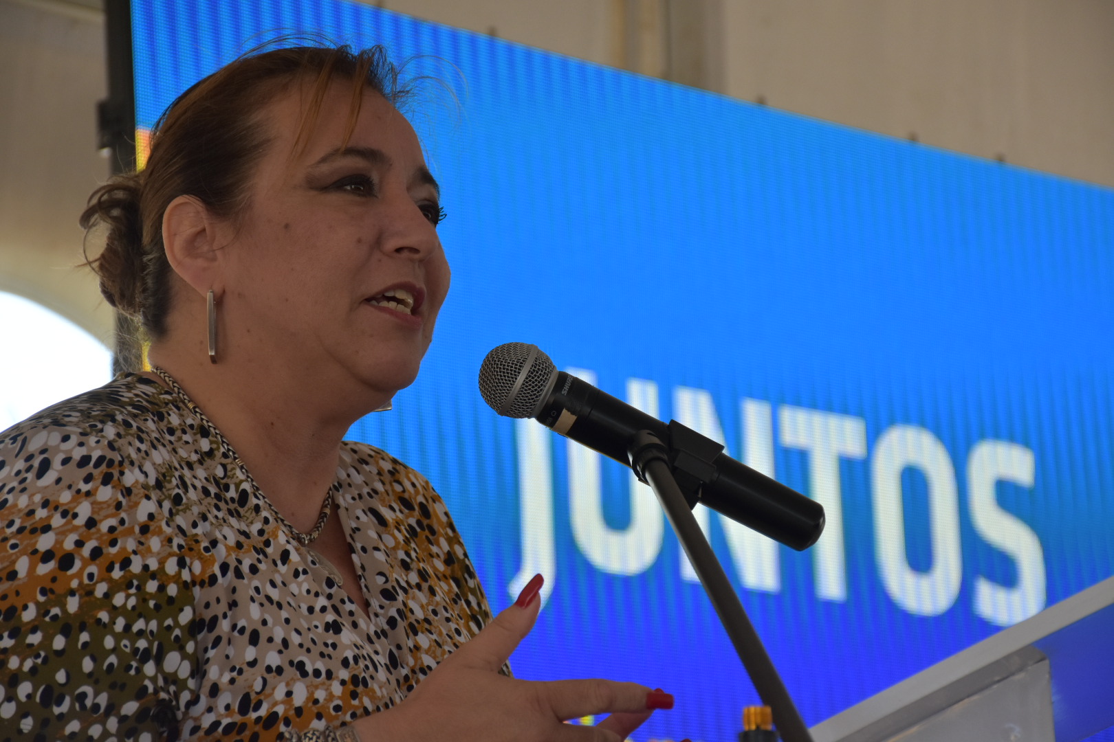 Ministra de Vivienda y Ordenamiento Territorial,  Irene Moreira hace uso de la palabra