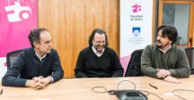 Autoridades de la Universidad de la República y el secretario general del Gobierno Pedro Irigoin conversando 
